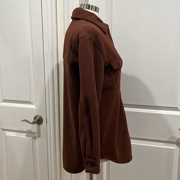 New! Joie Fleece Shacket Brown Neutral Button Down Women's Size Medium - Picture 4 of 14